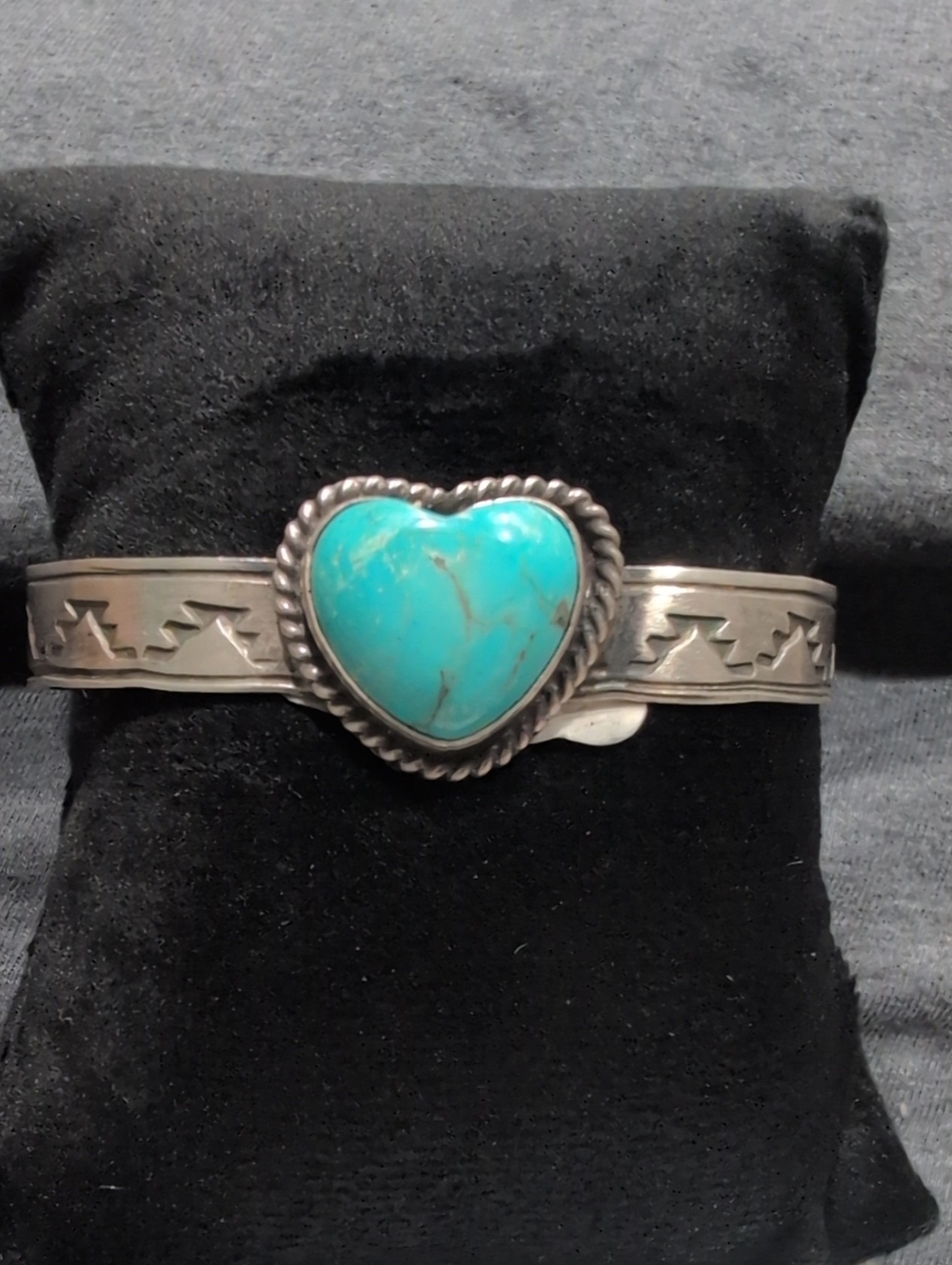 Heart Turquoise Stone Sterling Silver Cuff Bracelet - By Jimson Belen